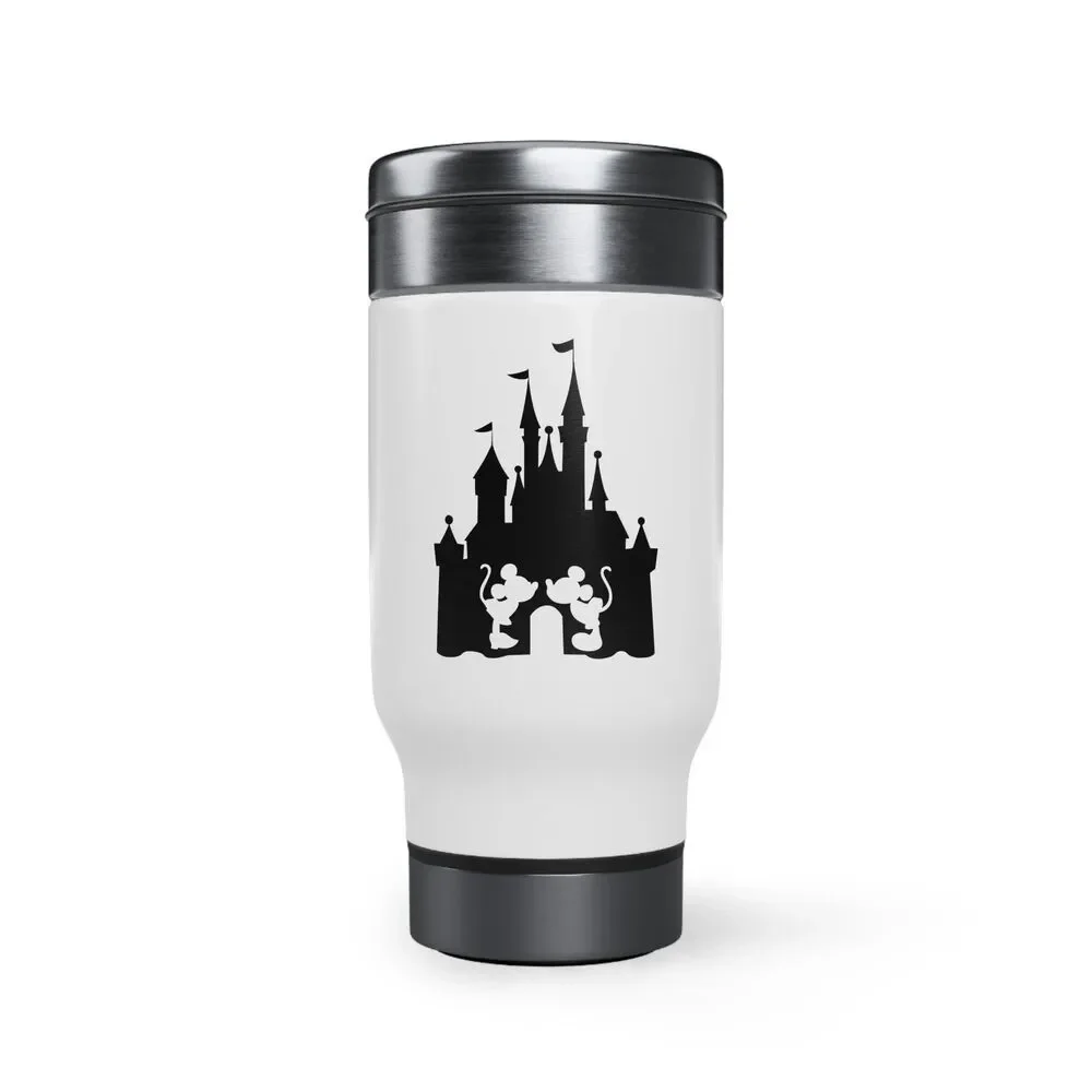 Mickey & Minnie Kissing Stainless Steel Travel Mug with Handle, 14oz